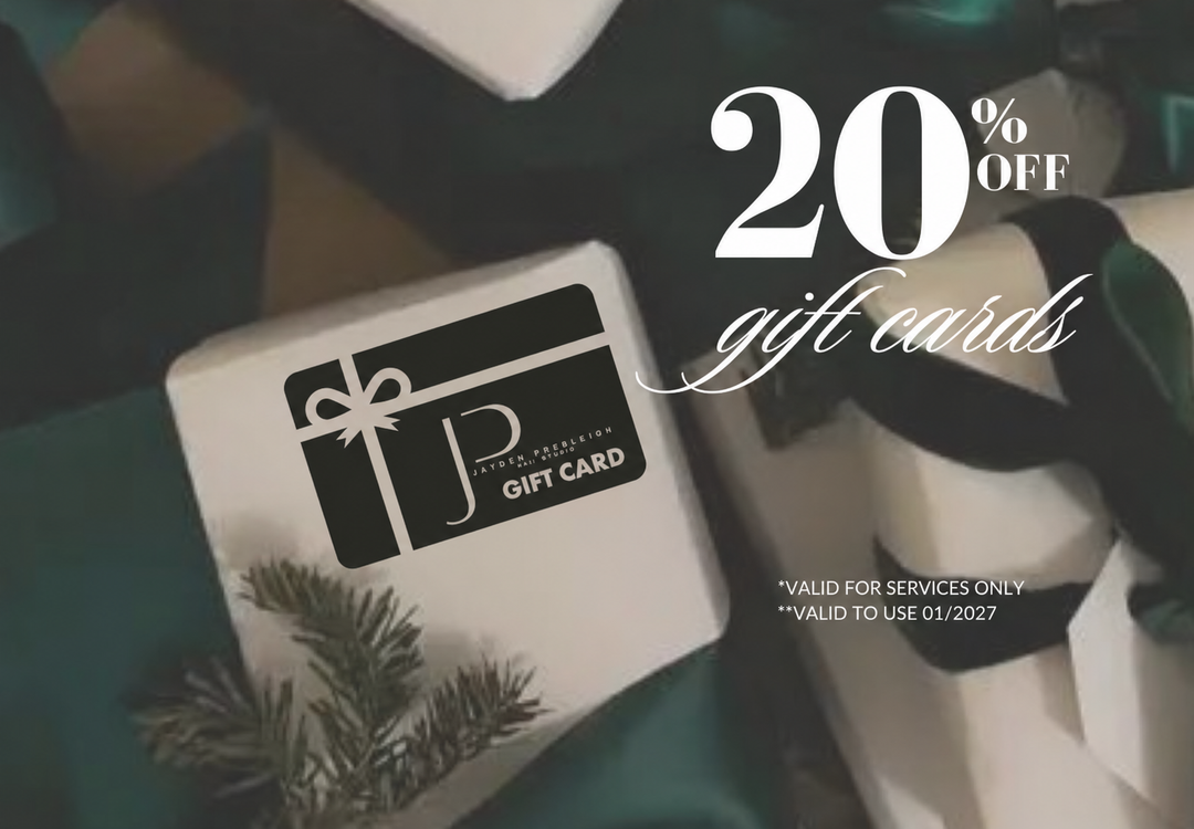 20% off salon services gift cards valid beginning January 2027