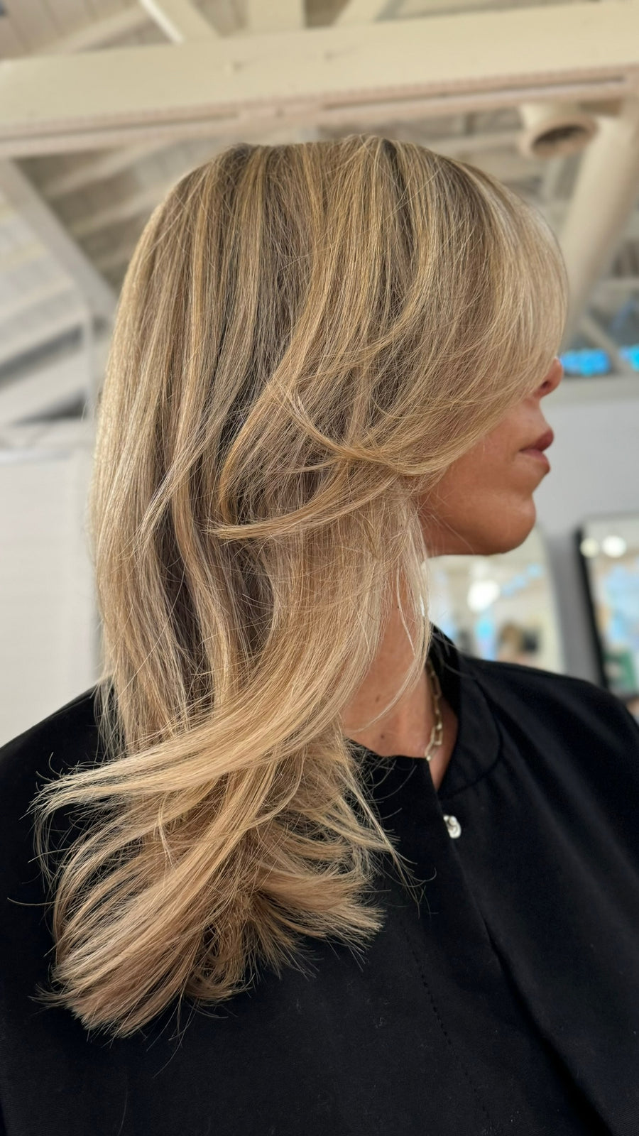 Lived-in blonde balayage hair color result at Jayden Presleigh The Salon Carlsbad CA