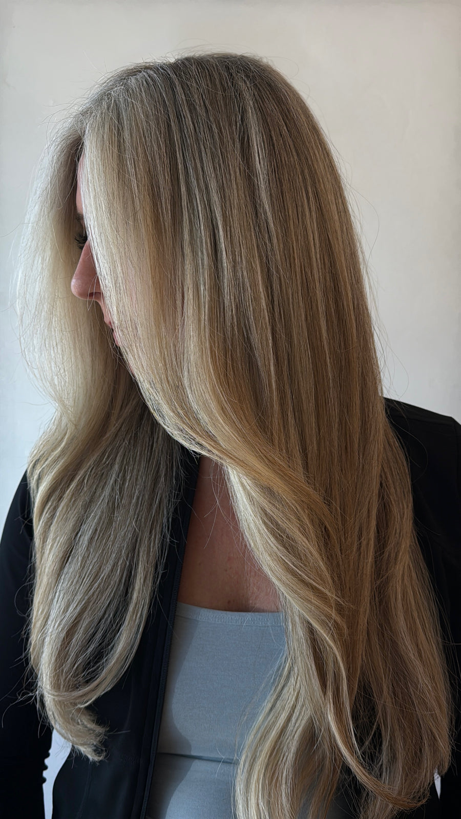Full dimensional color foils blonde transformation at Jayden Presleigh hair salon Carlsbad CA